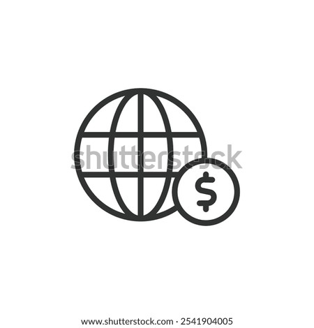 Global financial support, icon in line design. Global, financial, support, aid, assistance, worldwide, economy on white background vector. Global financial support editable stroke icon