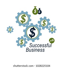 The Global Financial System conceptual logo, unique vector symbol. Dollar signs, circulation of money.