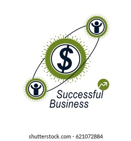 The Global Financial System conceptual logo, unique vector symbol. Dollar signs, circulation of money.