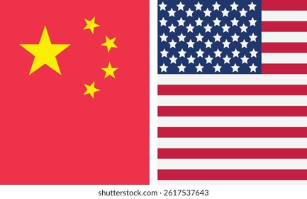 Global financial trade countries of America vs China. Vector illustration. Flags of China and the United States of America on the background. Crisis in relations between countries. economic trade war.