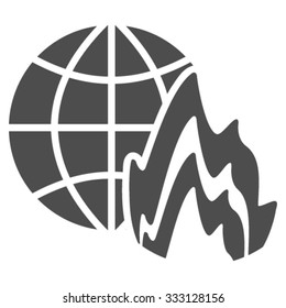 Global Fire vector icon. Style is flat symbol, gray color, rounded angles, white background.
