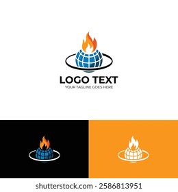 Global fire vector logo design template