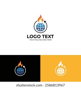 Global fire vector logo design template