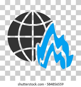 Global Fire vector pictogram. Illustration style is flat iconic bicolor blue and gray symbol on a transparent background.