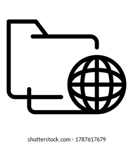 Global folder operating system icon. Outline global folder operating system vector icon for web design isolated on white background