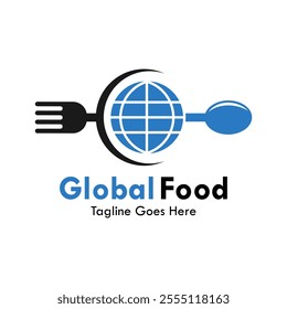 Global food design logo template illustration