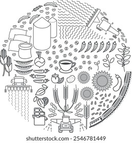 Global Food Production - From Seed to Table - icons
