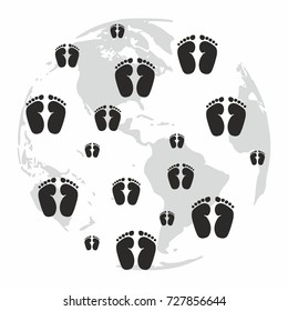 global footprint step pattern globe background vector