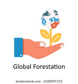 Global Forestation Vector Flat Icon Design illustration. Nature and ecology Symbol on White background EPS 10 File