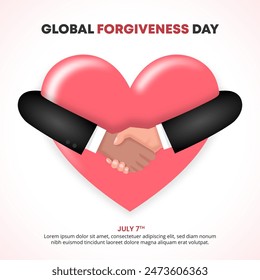 Global Forgiveness Day background with handshake and love