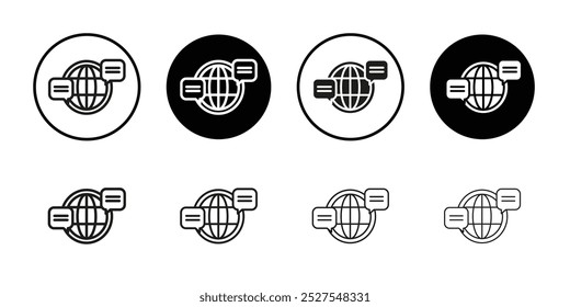 Icono de foro global Colección de Vector de contorno delgado plano