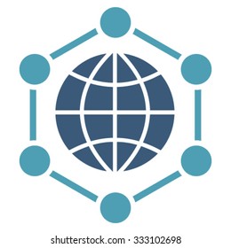 Global Frame vector icon. Style is bicolor flat symbol, cyan and blue colors, rounded angles, white background.
