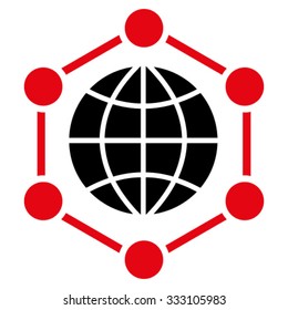 Global Frame vector icon. Style is bicolor flat symbol, intensive red and black colors, rounded angles, white background.