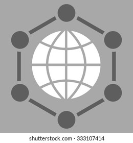 Global Frame vector icon. Style is bicolor flat symbol, dark gray and white colors, rounded angles, silver background.