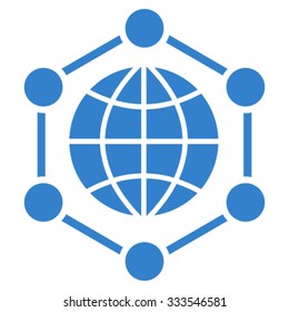 Global Frame vector icon. Style is flat symbol, cobalt color, rounded angles, white background.