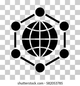 Global Frame vector pictogram. Illustration style is flat iconic black symbol on a transparent background.