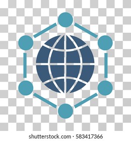 Global Frame vector pictogram. Illustration style is flat iconic bicolor cyan and blue symbol on a transparent background.
