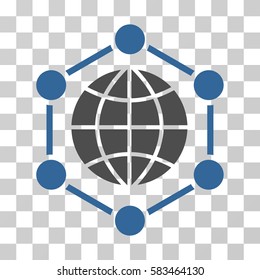 Global Frame vector pictograph. Illustration style is flat iconic bicolor cobalt and gray symbol on a transparent background.