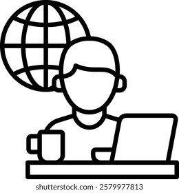 Global Freelancer icon line vector illustration