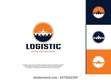 Diseño de logotipo de transporte de carga global