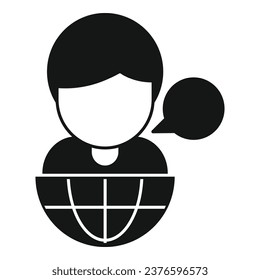 Global friend message icon simple vector. Button contact. Bubble stroke
