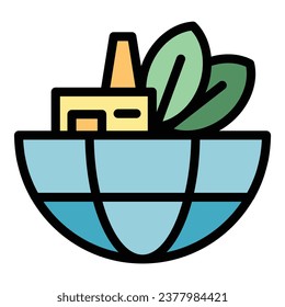 Global friendly icon outline vector. Eco clean. Energy reuse color flat