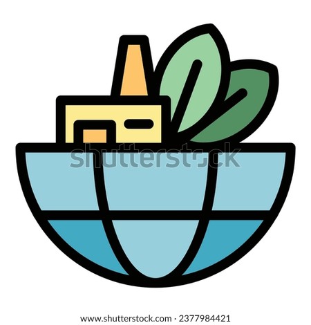 Global friendly icon outline vector. Eco clean. Energy reuse color flat