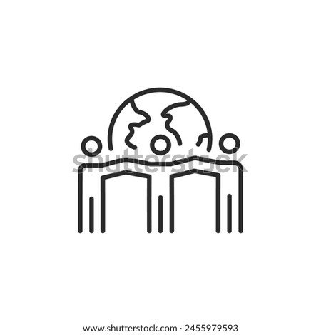 Global Friendship icon. Simple Global Friendship icon representing international unity, peace, and world community. Ideal for social media, educational platforms, and events. Vector illustration