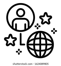 Global gaming icon. Outline global gaming vector icon for web design isolated on white background