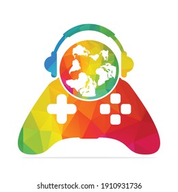 Global gaming podcast logo vector design. international gaming podcast vector template design.