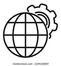Global gear control icon outline vector. Center plan. Remote work