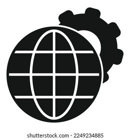 Vector simple del icono de control de engranajes global. Plan central. Trabajo remoto