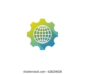Global Gear Icon Logo Design Element
