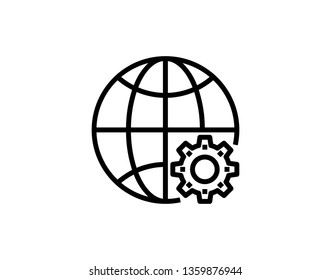 Global gear symbol on white background,vector - Vector