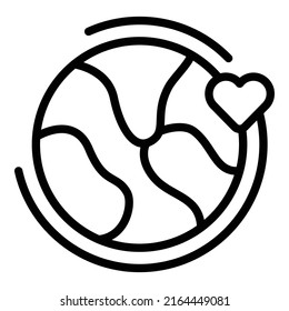 Global generosity icon outline vector. Heart love. Social team