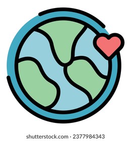 Weltweite Großzügigkeit Symbol Umrisslinie Vektorgrafik. Herzliche Liebe. Sozialteam-Farbe