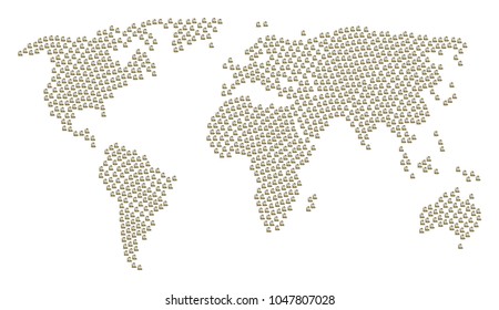 Global geography atlas concept composed of soldier pictograms. Vector soldier design elements are united into mosaic global illustration.