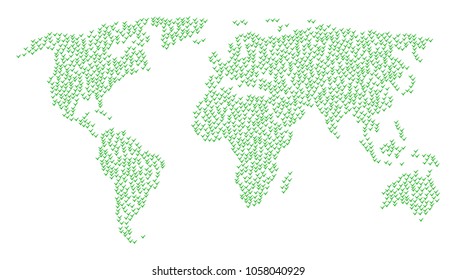 Global geography composition map done of yes design elements. Vector yes scattered flat elements are organized into conceptual global illustration.