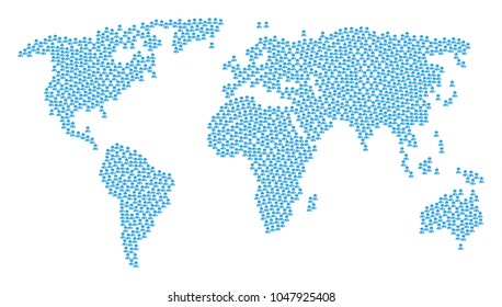 Global geography map concept done of cook man elements. Vector cook man elements are combined into conceptual geographic collage.