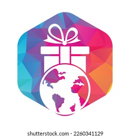 Globales Geschenk Logo Design Vorlage Vektorgrafik. Geschenkideen Welt Logo Symbol Vorlage.