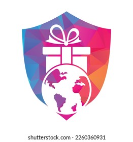Global gift logo design template vector. Gift world logo icon template.
