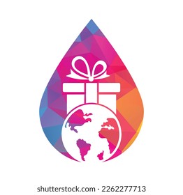 Globales Geschenk Logo Design Vorlage Vektorgrafik. Geschenkideen Welt Logo Symbol Vorlage.