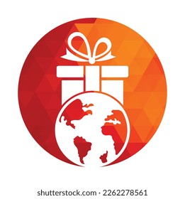 Global gift logo design template vector. Gift world logo icon template.