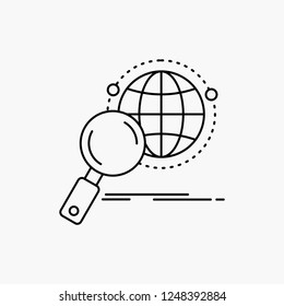 global, globe, magnifier, research, world Line Icon. Vector isolated illustration