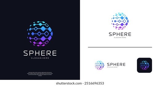 global globe tech logo with data connection concept modern template.