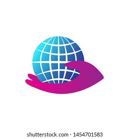 global, globe, world safe logo template design vector in isolated white background