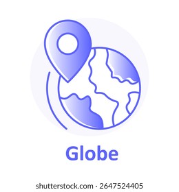 Global GPS Pin, Map of the World Icon, Earth Tracking Symbol, Planet Location Marker, World Navigation Vector