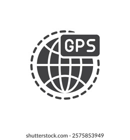 Global gps tracking vector icon. filled flat sign for mobile concept and web design. Globe with GPS Signal glyph icon. Symbol, logo illustration. Vector graphics