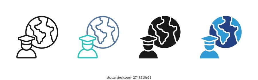 Global Graduate icon set multiple style collection