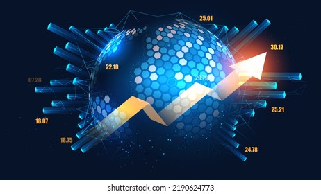 Global with graph in futuristic concept suitable for financial investment or Economic trends business idea and all art work design. Abstract finance background